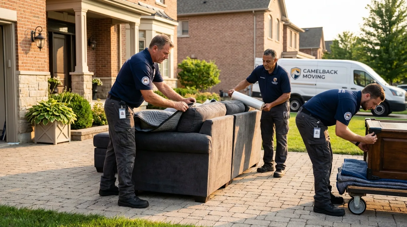 Large estate moving crew wrapping furniture in Middlebury, IN
